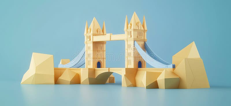Tower Bridge 3D rendering of Tower Bridge in London simple low origami style baner web banner z kopią ilustracja wektor