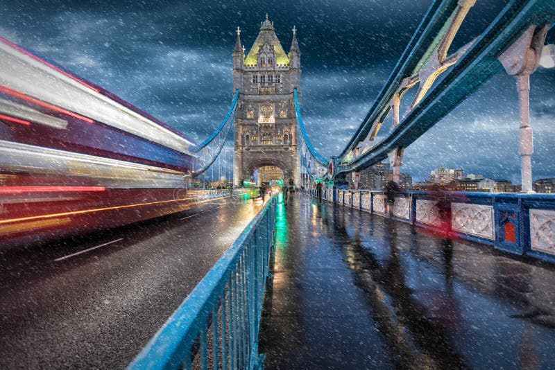 Download The Tower Bridge In London In Winter Stock Photo - Image of clouds, double: 104274212