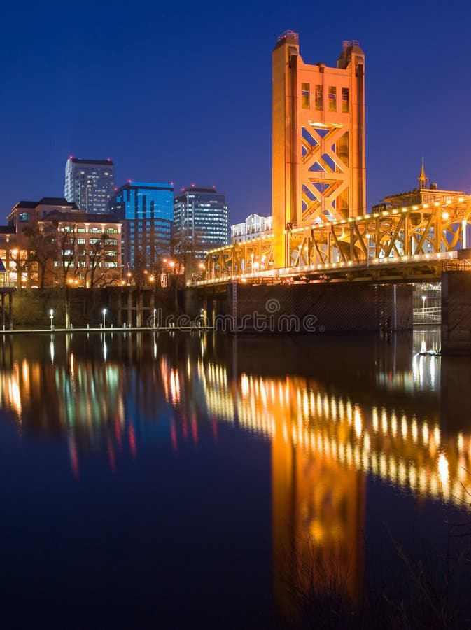 Tower Bridge and Sacramento at night