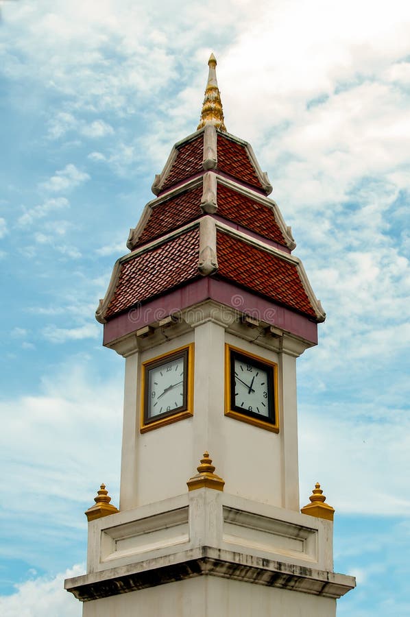 Tower clock thai style stock image. Image of brickwork 27177567