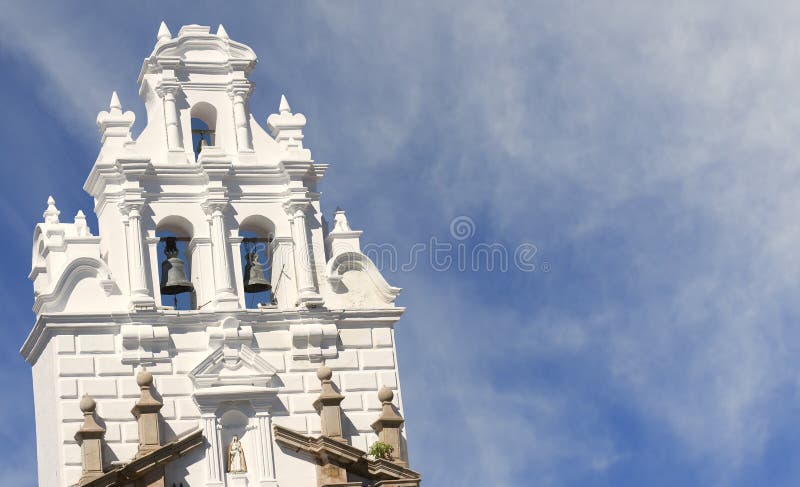 Tower of colonial church.