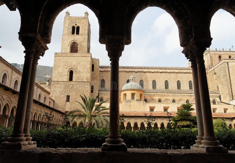 Tower and Columns Cloister of Monreale Cathedral