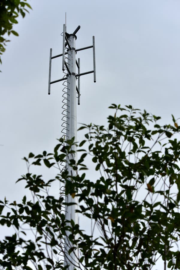 Tower Construction To Install the Antenna of the Wireless Communication System. Stock Photo
