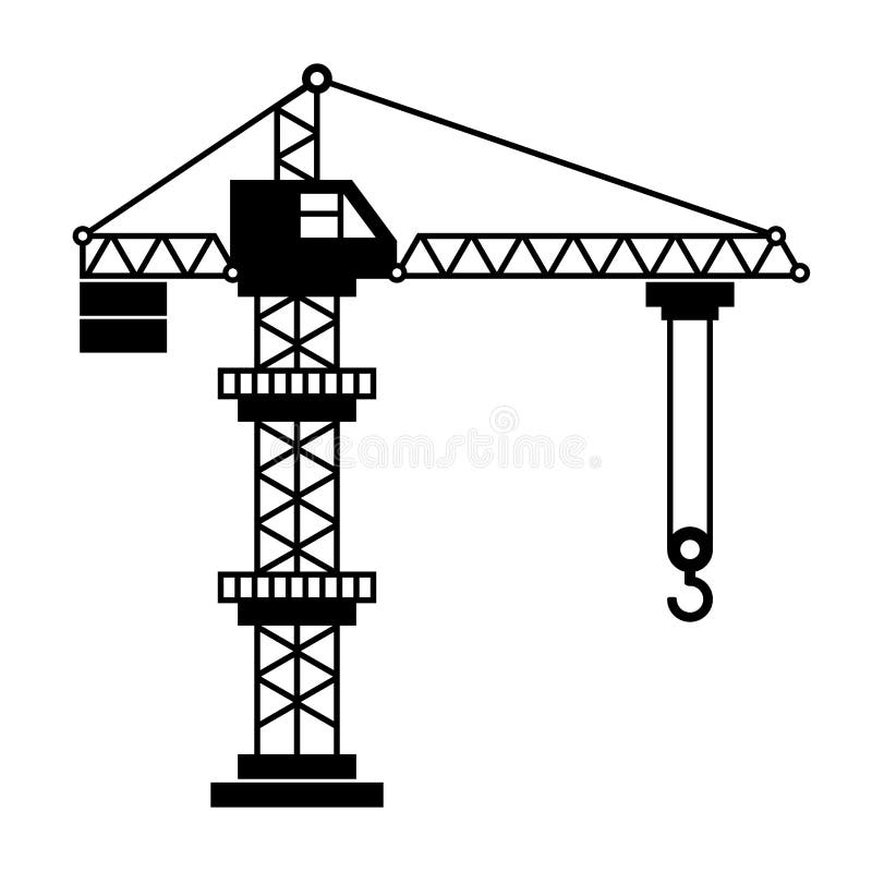 Tower Crane Icon in White Background. Vector