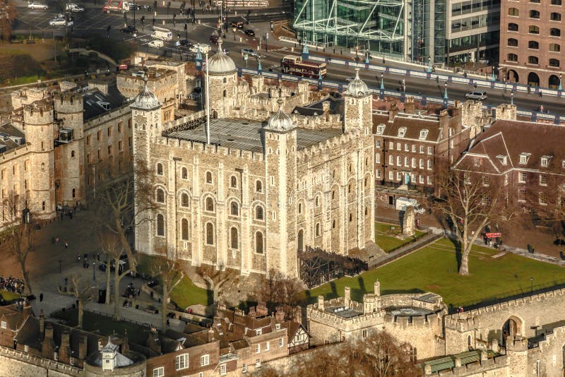 Tower of London aerial view Tower Hill London stock photography.