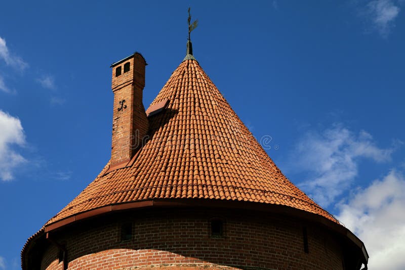 Tower roof of the Trakai Castle near Vilnius