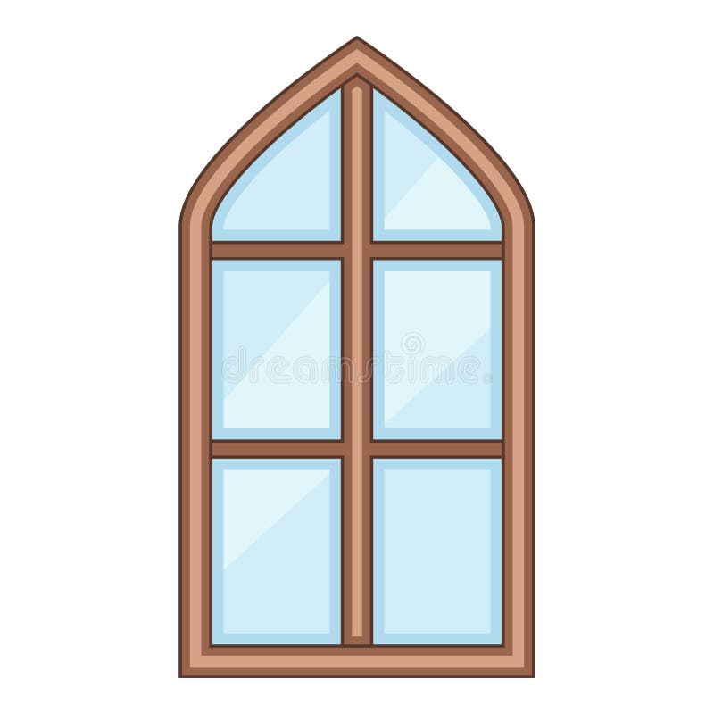 Tower window frame icon, cartoon style