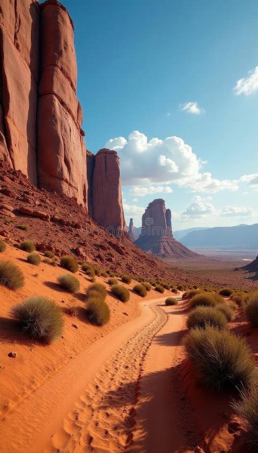 Towering sandstone buttes, dramatic desert light, desert, horizon royalty free illustration