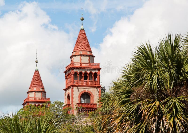 Towers Flagler College, St. Augustine, Florida. Close-up towers Flagler College, St. Augustine, Florida stock image Towers Flagler College, St. Augustine, Florida. Close-up towers Flagler College, St. Augustine, Florida stock image