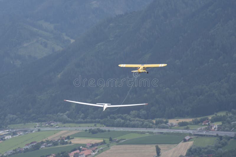 Towing from a Glider in the Air Stock Photo Image of traffic