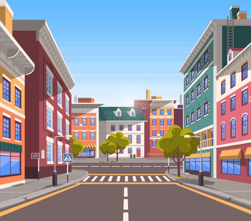 Modern City Street, Realistic Tranquil Town Look vector illustration Modern City Street, Realistic Tranquil Town Look vector illustration