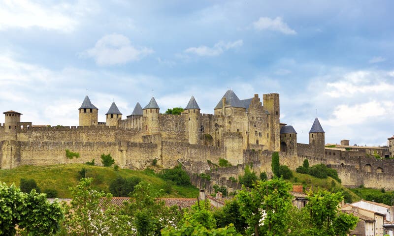 Aerial Top View Of Carcassonne Medieval City And Fortress Castle From Above,  Sourthern France Stock Photo, Picture and Royalty Free Image. Image  81282598.