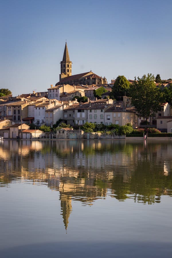 Town of Castelnaudary in Canal du Midi in France