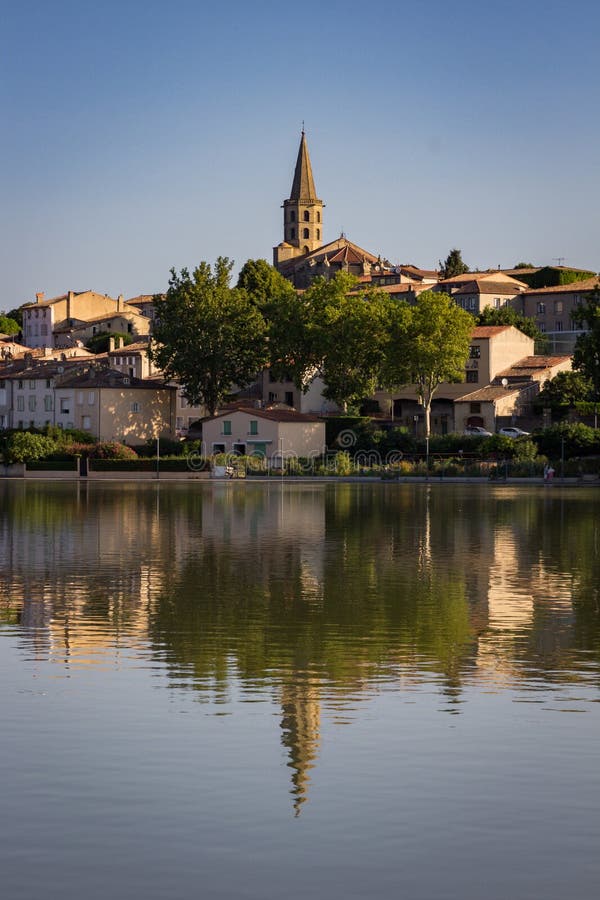 Town of Castelnaudary in Canal du Midi in France