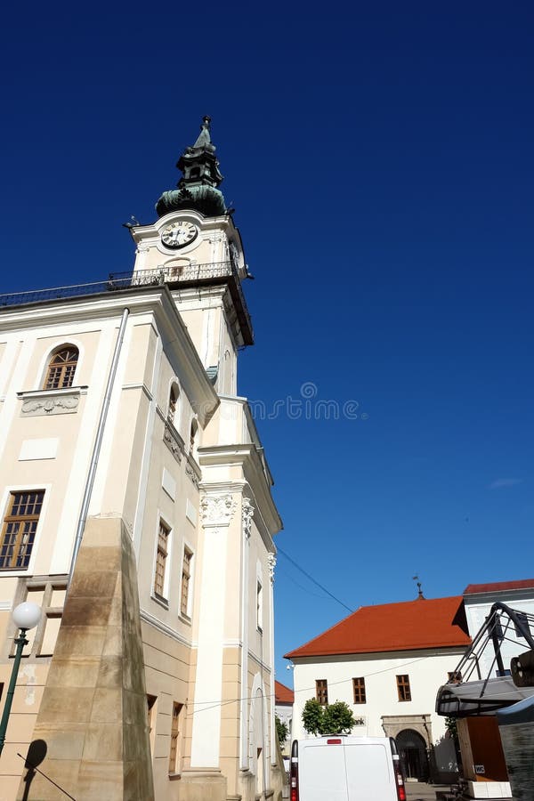 Town hall with tower.