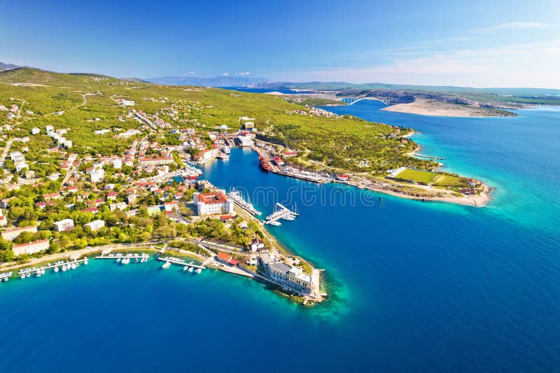 Town of Kraljevica in Kvarner bay aerial view