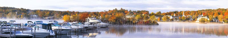 The Town of Meredith on Lake Winnipesaukee, New Hampshire, New England - USA, Town, Landscape - Scenery, Autumn, Panorama