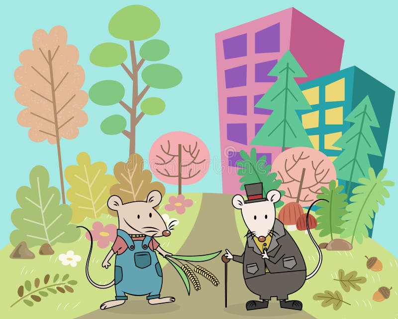 The Town Mouse And The Country Mouse Stock Vector - Illustration of