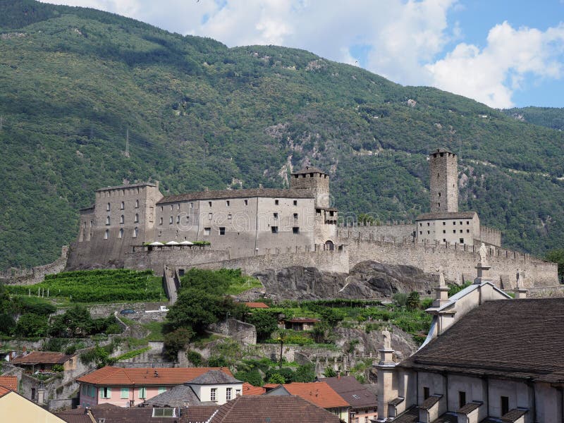 Townscape with Castel Grande in Bellinzona City in Switzerland Stock ...