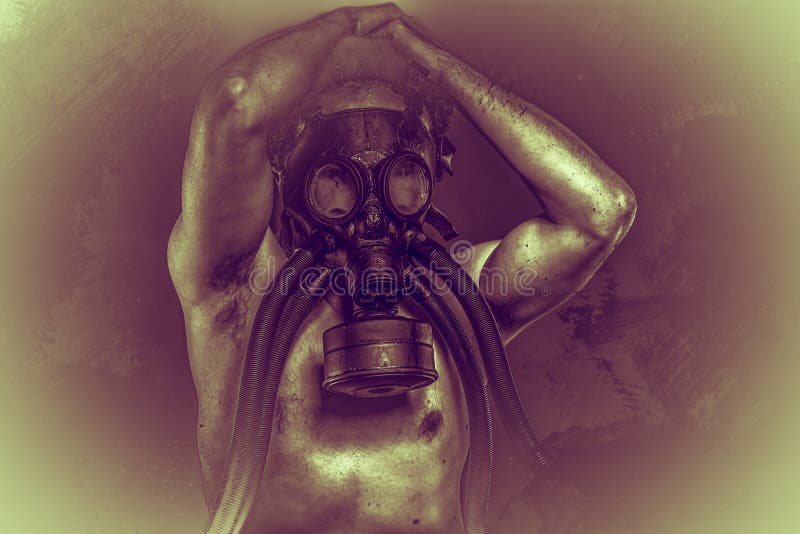 Toxic Gas Mask Male Model Evil Blind Fallen Angel Of Death Stock 
