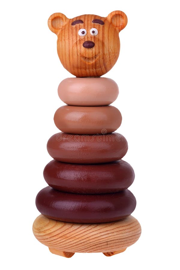 Toy bear wooden pyramid stock photography
