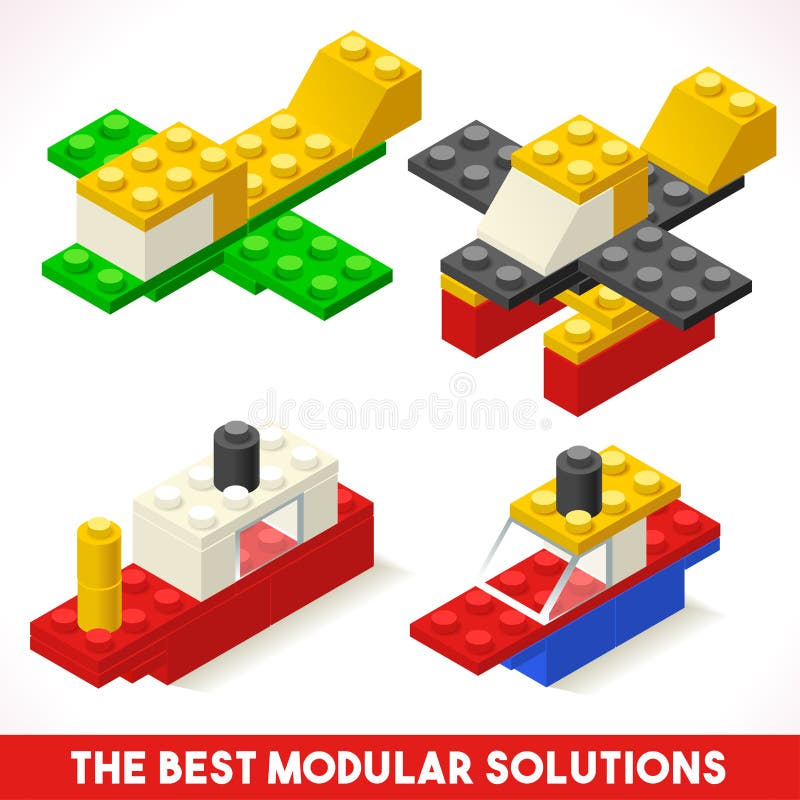 Toy Block Ship Plane Games isométrico stock de ilustración Toy Block Ship Plane Games isométrico stock de ilustración