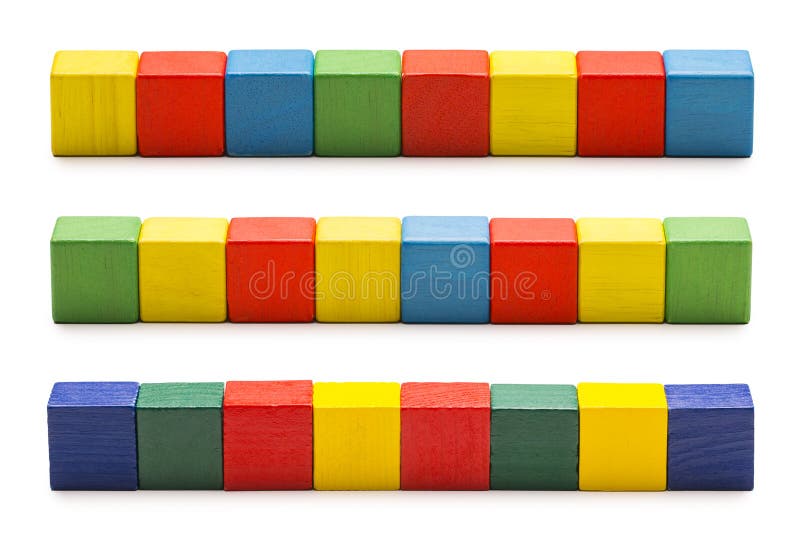 Toy Blocks, Wood Cube Bricks, Row of Multicolor Cubic Boxes