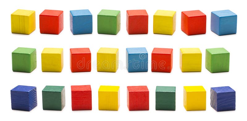 Toy Blocks, Wooden Cube Bricks, Colored Wood Cubic Boxes Set