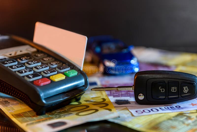 Toy Car with Euro and Terminal with Credit Card Stock Image Image of card, expensive 167024643