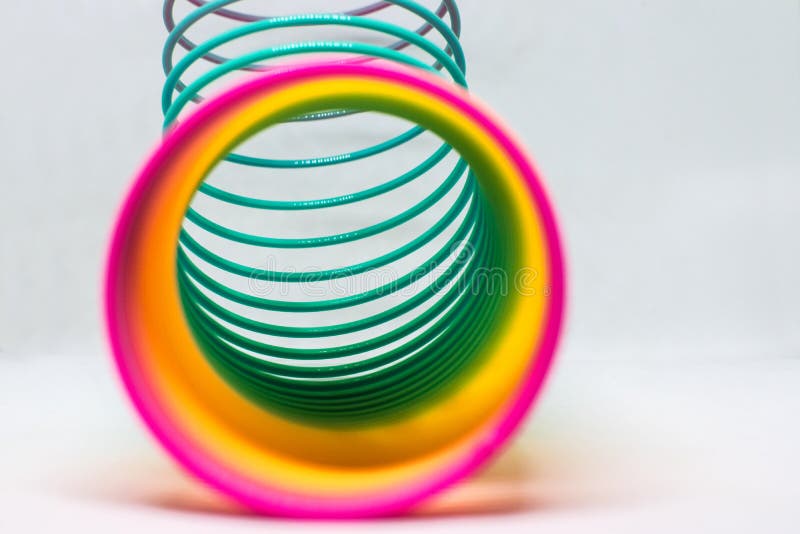 Toy colorful spring. Toy for children. Different colors. Plastic royalty free stock photos Toy colorful spring. Toy for children. Different colors. Plastic royalty free stock photos