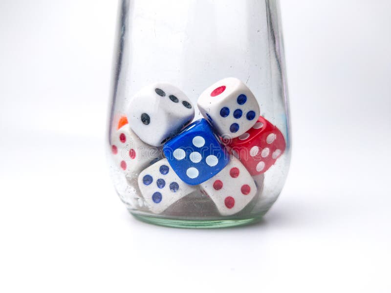 Toy dice in a glass jar stock photo. Image of cube, wooden 267111214