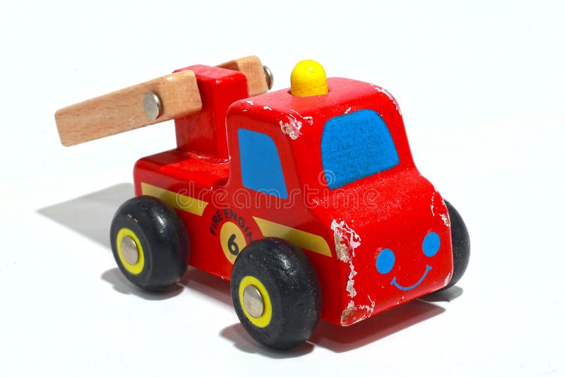 Toy Fire Truck di legno fotografie stock libere da diritti Toy Fire Truck di legno fotografie stock libere da diritti