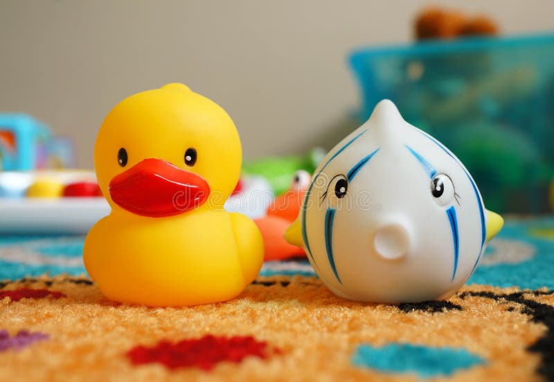 Toy fish and duck stock image. Image of soft, duck, objects 56280173