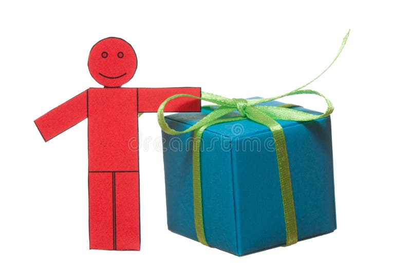 Toy man with present