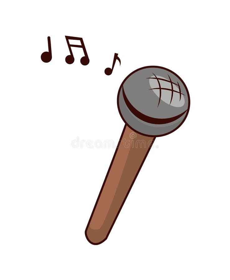 Toy Microphone a Cantar Com Notas Musicais Pequenas Ilustração do Vetor