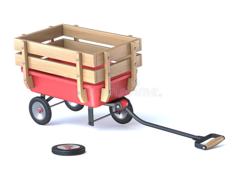 Toy mini wagon with broken wheel 3D