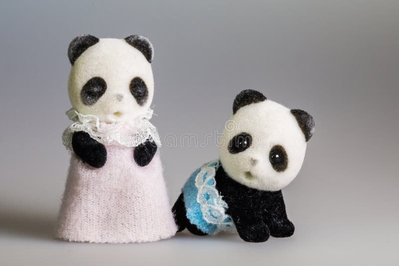 Toy mom and baby panda royalty free stock image