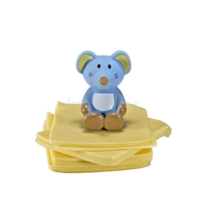 Toy mouse sits on cheese stock photo. Image of funny 64565548