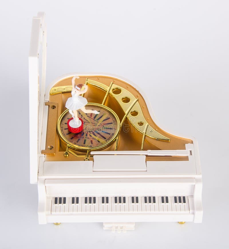 Toy Music Box or Piano Music Box on a Background. Stock Photo Image of single, instrument