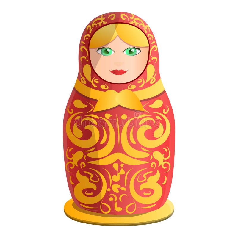 Toy Nesting Doll Icon, Cartoon Style Stock Vector Illustration of