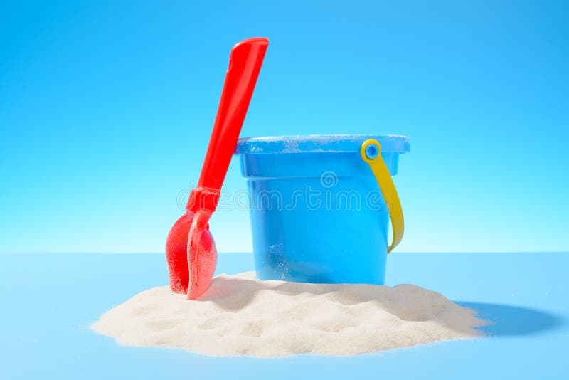 Toy Plastic Bucket and Shovel in the Sand Stock Image Image of shovel