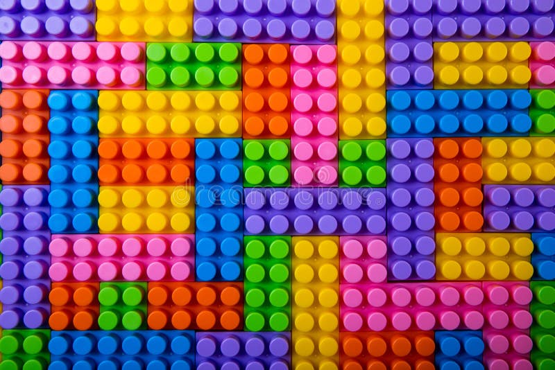 Toy plastic building blocks background