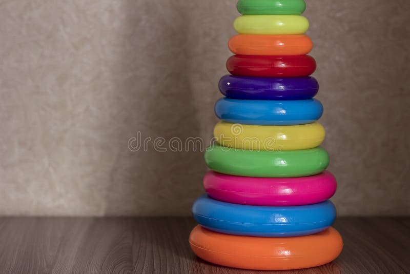 Toy Pyramid from Color Rings Stock Photo Image of education, building
