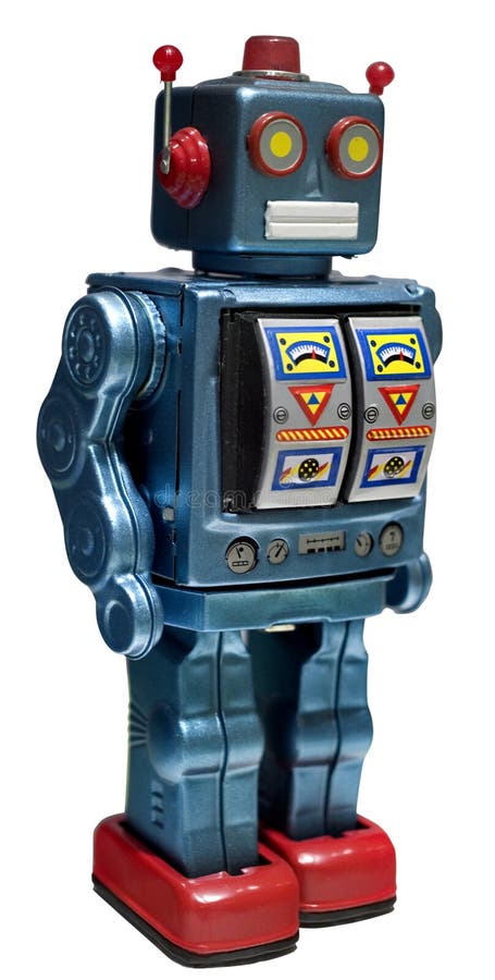 Retro hračky robot izolované na bielom