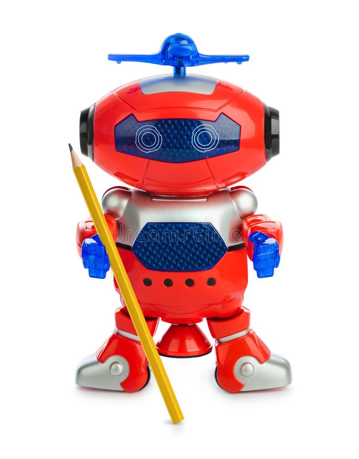Toy Robot on Pencil stock photo. Image of graphite, robot 130148818
