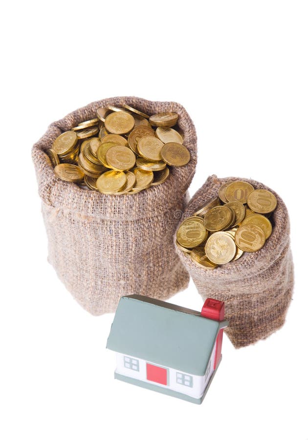 Toy Small House and Bags with Money. Stock Image Image of bank