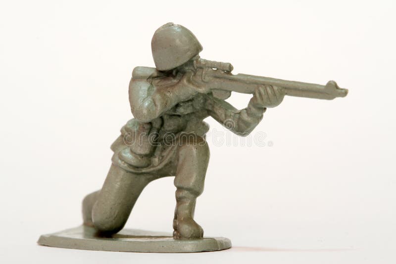 Black Plastic Helm Toys Toy Soldier Kneeling with Rifle 