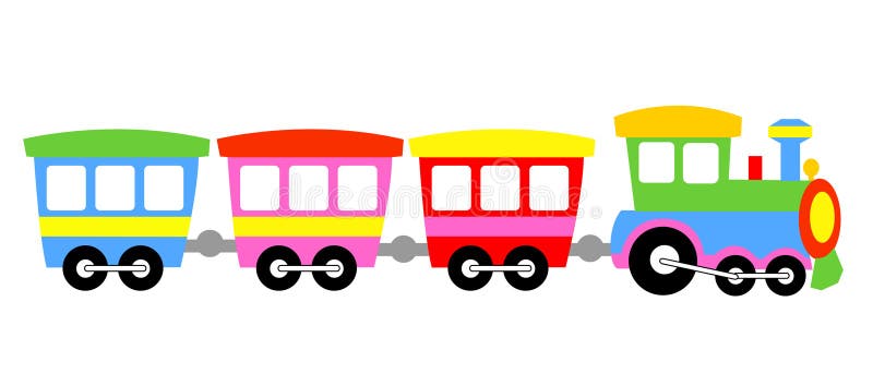 Roztomilé farebné deti hračka vlak izolované na bielom pozadí ilustrácia.