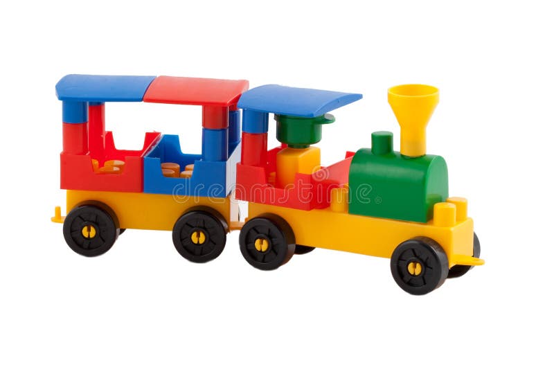 Toy train on white background