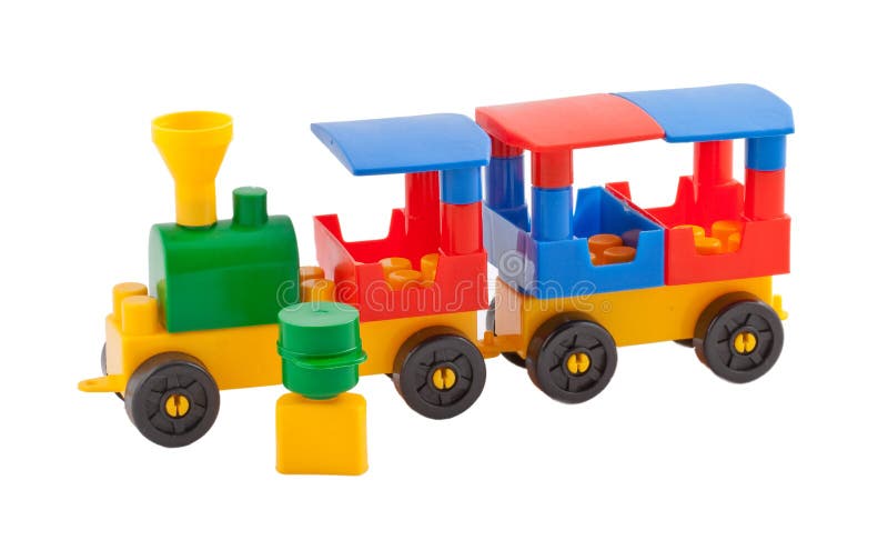 Toy train on white background